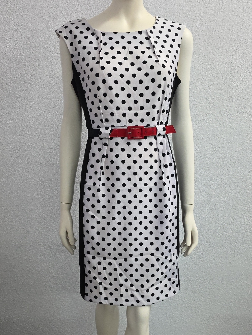 Soho Polka Dot Colorblock Belted Sheath Size 8